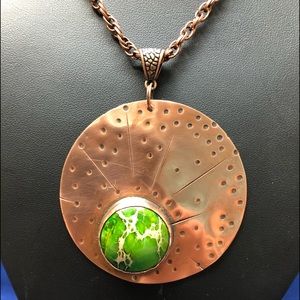 Sea Sediment Jasper Copper Pendant Necklace B11-35